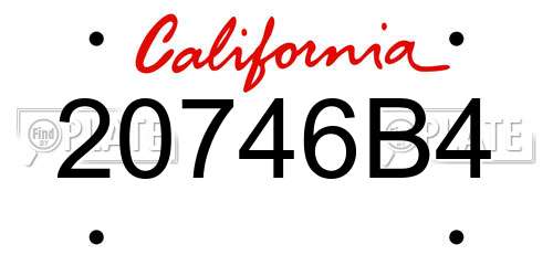 20746B4 California License Plate