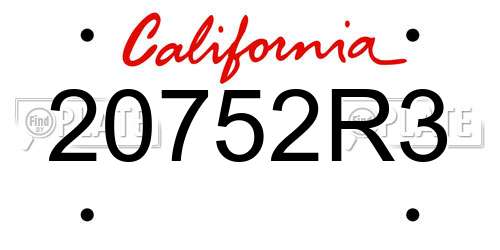 20752R3 California License Plate