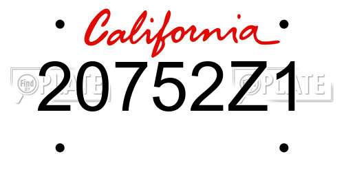 20752Z1 California License Plate