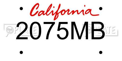 2075MB California License Plate