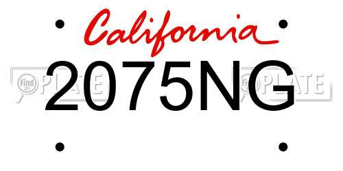2075NG California License Plate