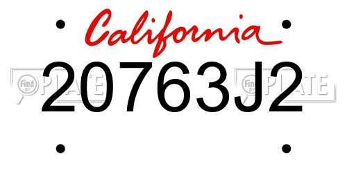 20763J2 California License Plate