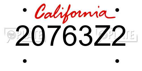 20763Z2 California License Plate