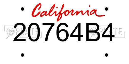 20764B4 California License Plate