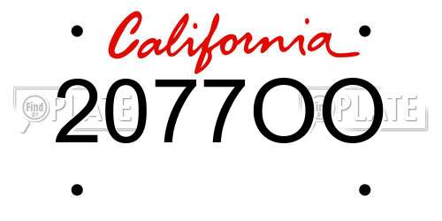 2077OO California License Plate