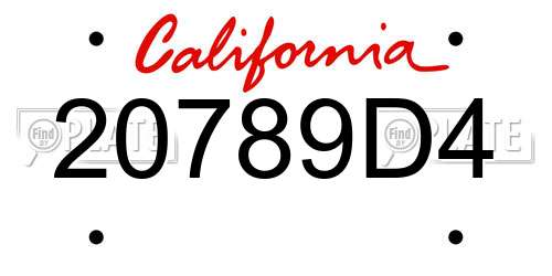 20789D4 California License Plate