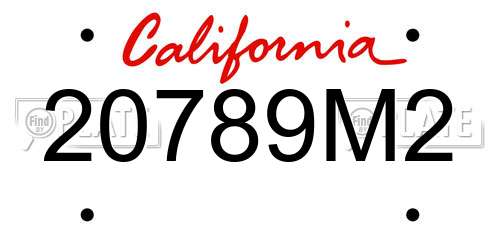 20789M2 California License Plate