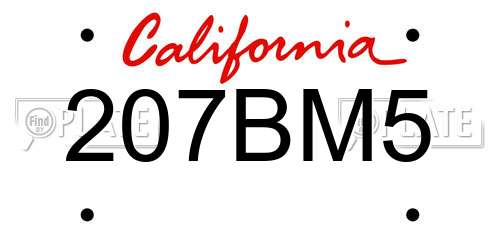207BM5 California License Plate
