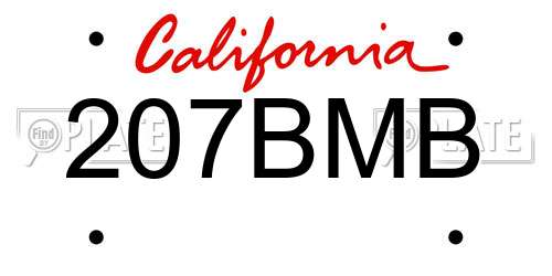 207BMB California License Plate