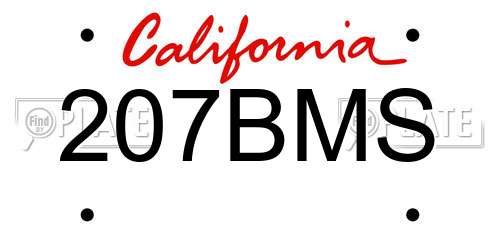 207BMS California License Plate