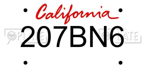 207BN6 California License Plate