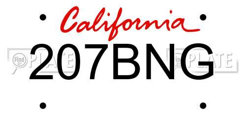 207BNG California License Plate