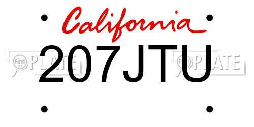 207JTU California License Plate