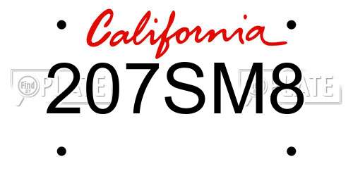 207SM8 California License Plate