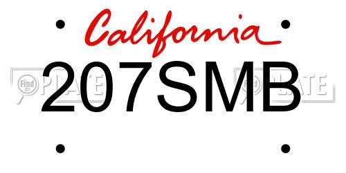 207SMB California License Plate