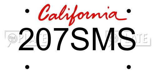 207SMS California License Plate