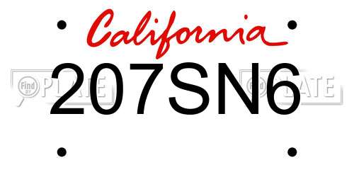 207SN6 California License Plate