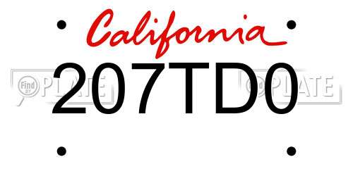 207TD0 California License Plate
