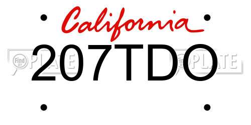 207TDO California License Plate