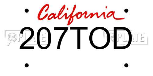 207TOD California License Plate