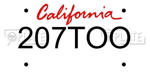 207TOO California License Plate