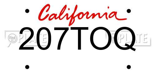 207TOQ California License Plate