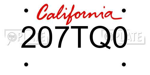 207TQ0 California License Plate