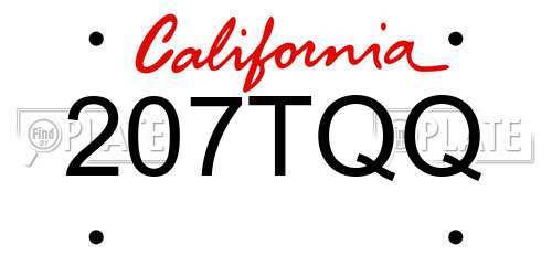 207TQQ California License Plate