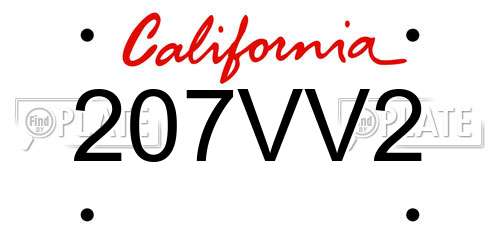 207VV2 California License Plate