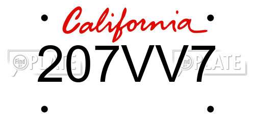 207VV7 California License Plate