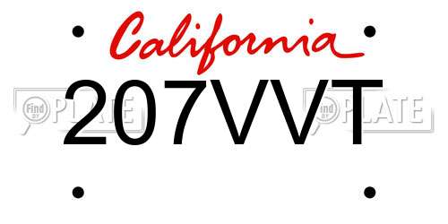 207VVT California License Plate