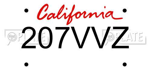 207VVZ California License Plate