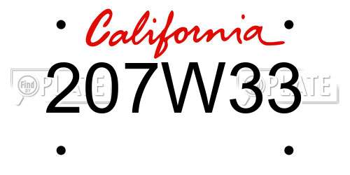 207W33 California License Plate