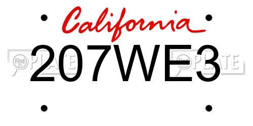 207WE3 California License Plate