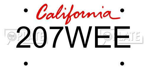 207WEE California License Plate