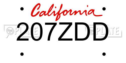 207ZDD California License Plate