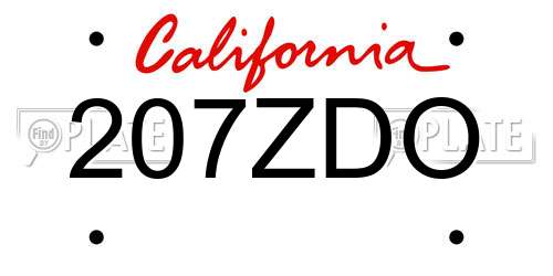 207ZDO California License Plate