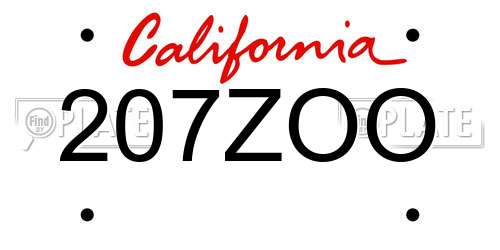 207ZOO California License Plate
