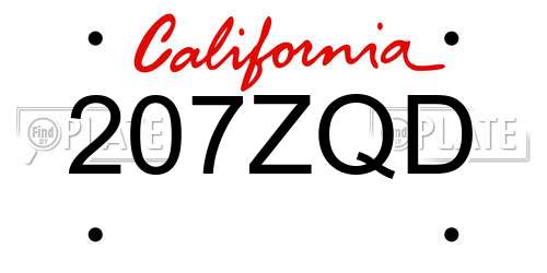 207ZQD California License Plate