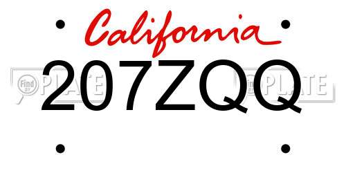 207ZQQ California License Plate