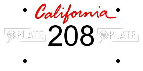 208 California License Plate