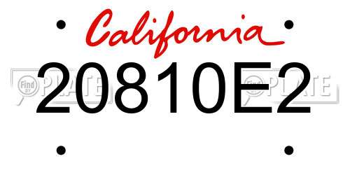20810E2 California License Plate