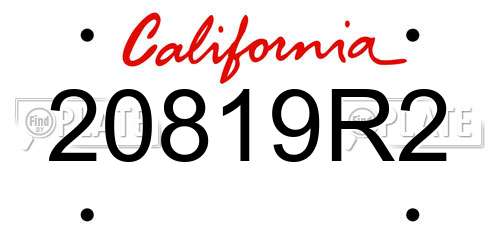 20819R2 California License Plate