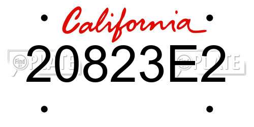 20823E2 California License Plate