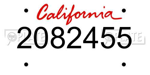 2082455 California License Plate