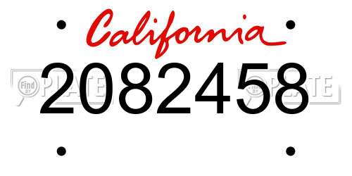 2082458 California License Plate
