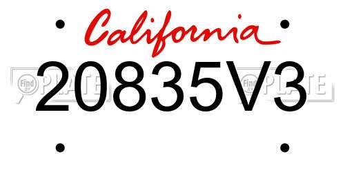 20835V3 California License Plate