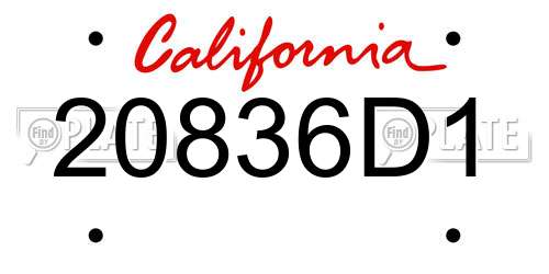 20836D1 California License Plate
