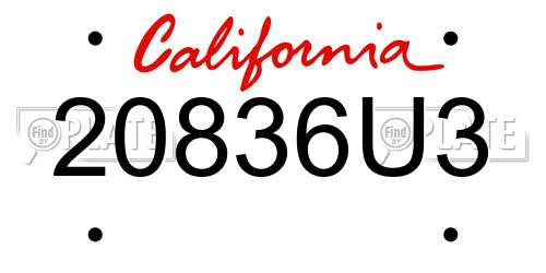 20836U3 California License Plate