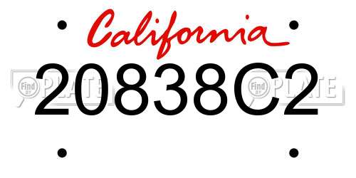 20838C2 California License Plate